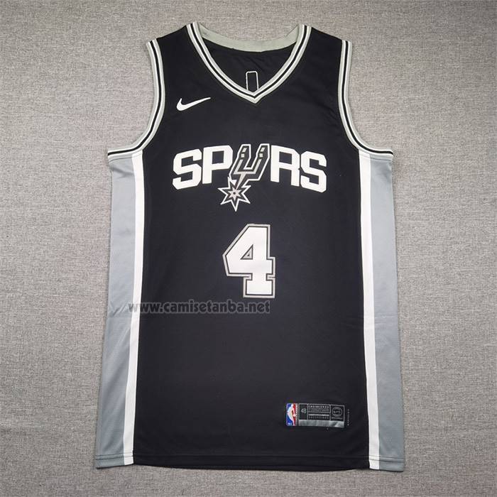 Camiseta San Antonio Spurs DeAaron Fox NO 4 Icon 2024-25 Negro